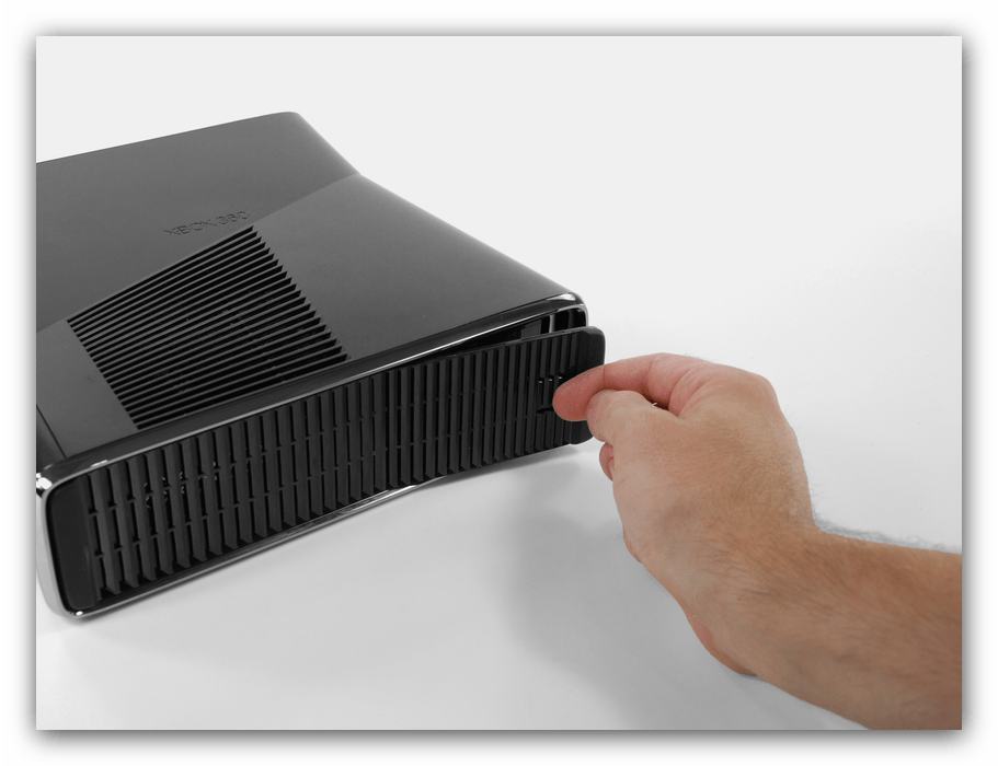 Снятие крышки нижнего торца Xbox 360 Slim