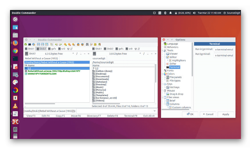 Файловый менеджер Double Commander в Ubuntu