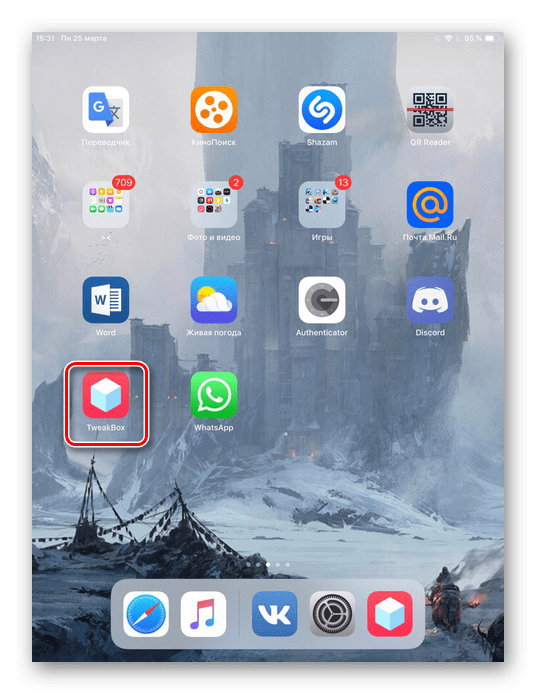 Иконка приложения TweakBox на рабочем столе iPad