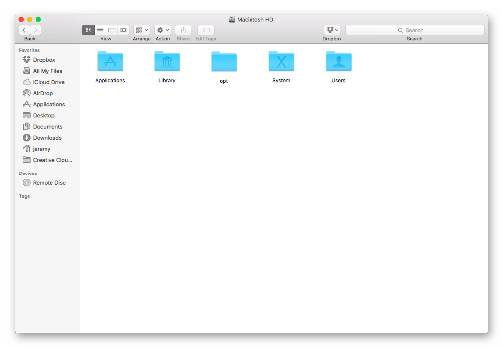 Файлы и папки в Finder в среде операционной системы macOS