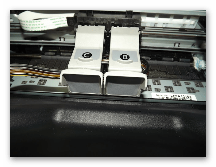 Установка шлейфа СНПЧ после инсталляции картриджей в принтер Canon Pixma MP250