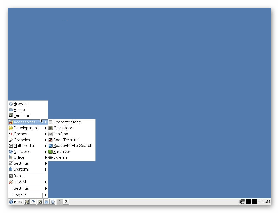 Внешний вид среды рабочего стола IceWM для операционных систем Linux
