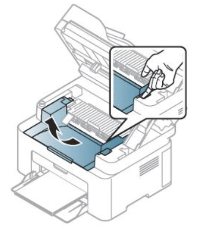 Снятие внутренней крышки с лазерного принтера компании Samsung