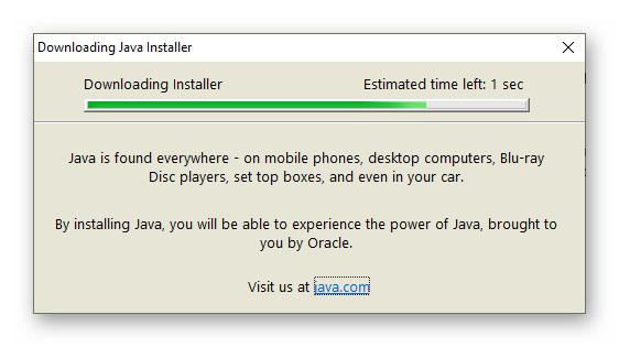 Загрузка установщика Java для поиска драйвера для видеокарты NVIDIA GeForce 610 в Internet Explorer