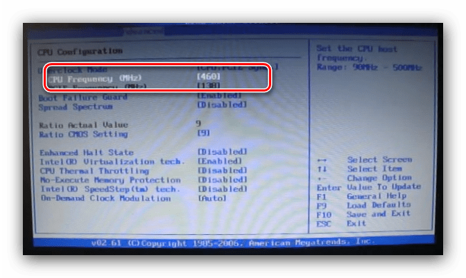 Параметры частота CPU в AMI Bios для разгона процессора