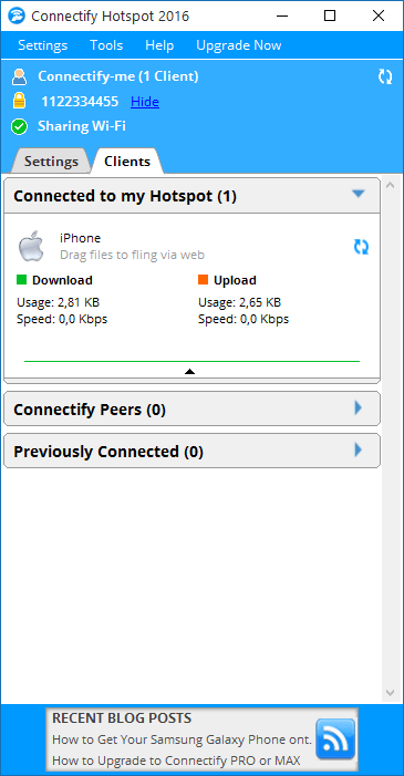 Отображение информации о подключенных устройствах в Connectify
