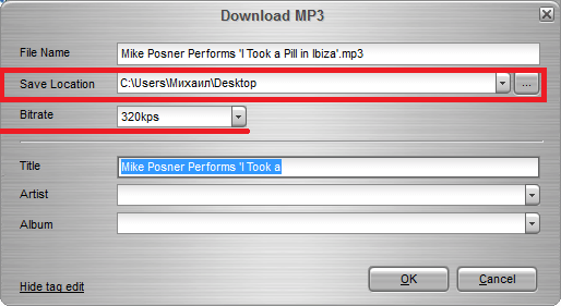Настройка загрузки музыки в Easy Mp3 Downloader