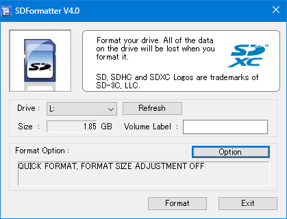 Окно программы SDFormatter