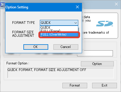 Полное форматирование перезаписью в SDFormatter