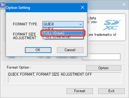 Полное форматирования затиранием в SDFormatter