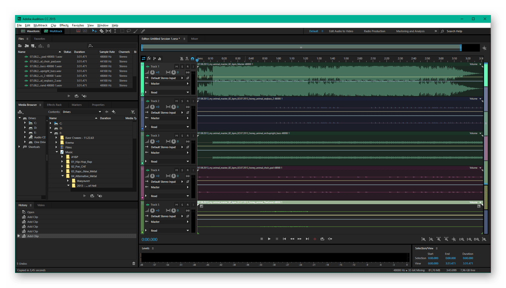 Программа для создания музыки на компьютере Adobe Audition