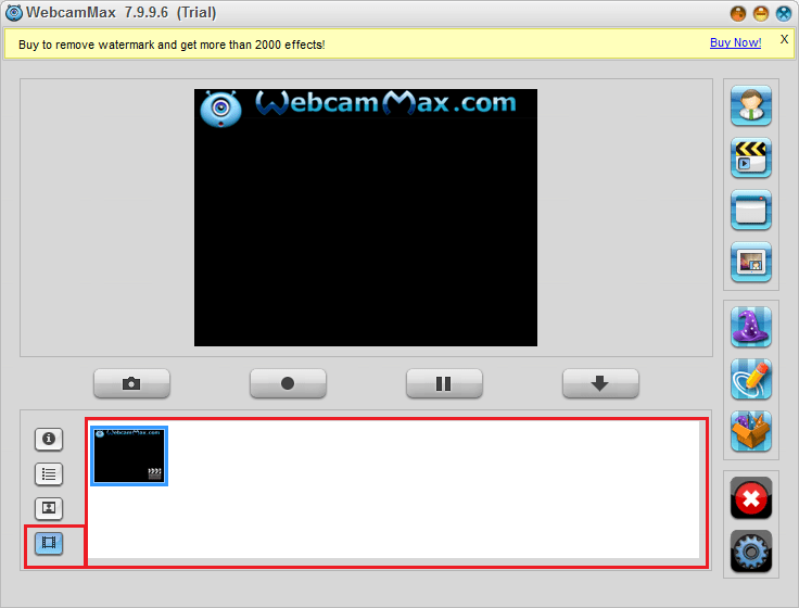 Просмотр записанного видео в WebcamMax