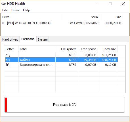Работа с разделами жестких дисков HDD Health