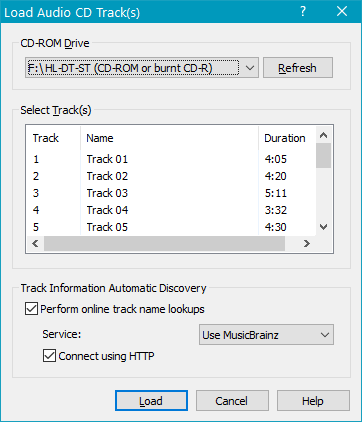 Копирование аудиофайлов с CD в WavePad Sound Editor
