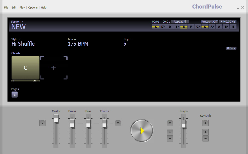 Подбор и размещение аккордов в ChordPulse