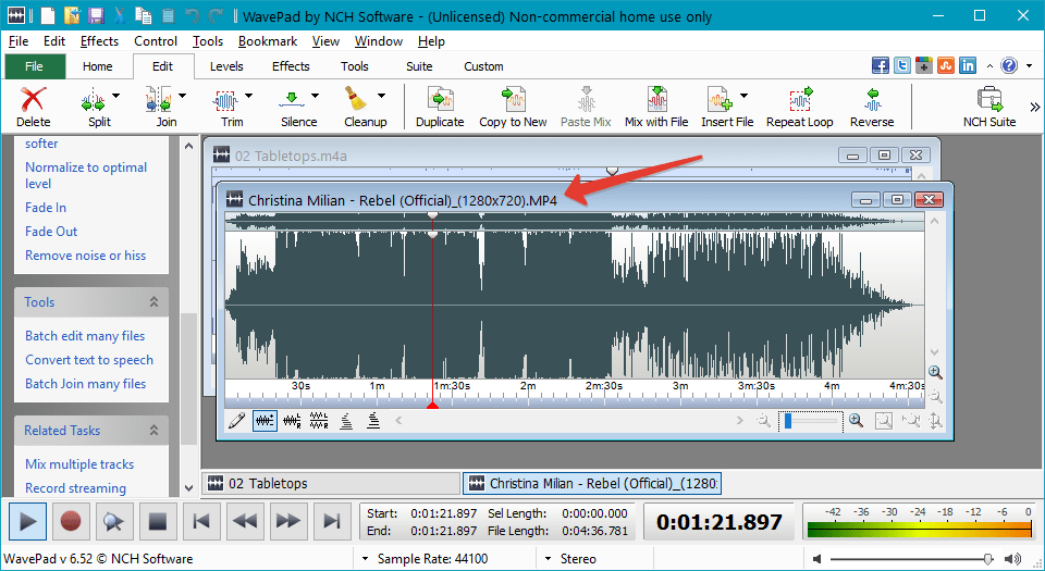 Поддержка форматов видео в WavePad Sound Editor
