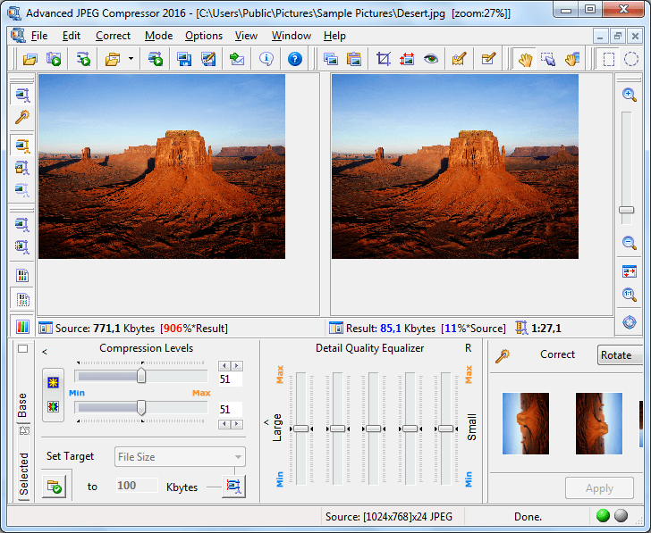 Сжатие фотографии в Advanced JPEG Compressor
