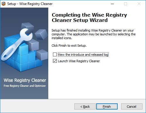 Завершение установки Wise Registry Cleaner