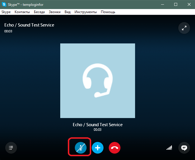 Кнопка включения звука в Skype