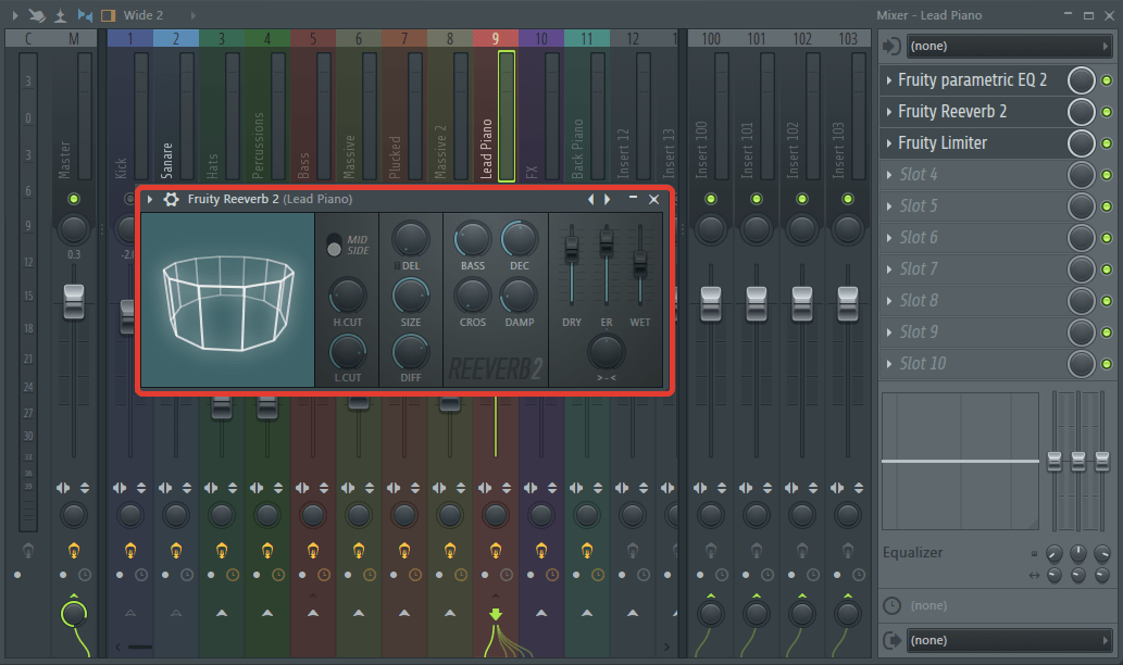 Обработка основной мелодии (реверб) в FL Studio