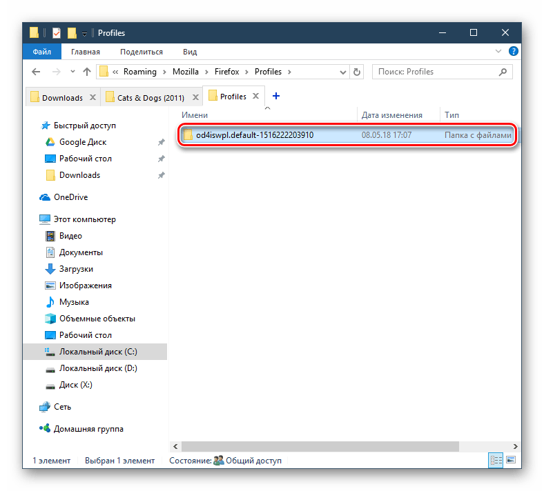 Папка профиля Mozilla Firefox