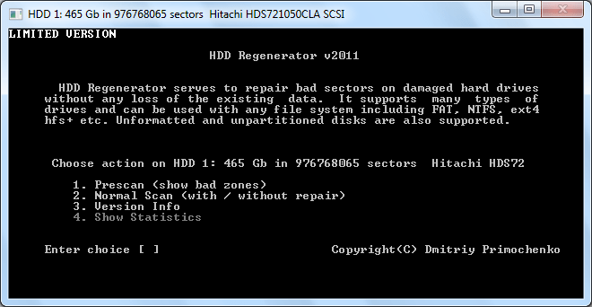 Запуск сканирования диска в программе HDD Regenerator