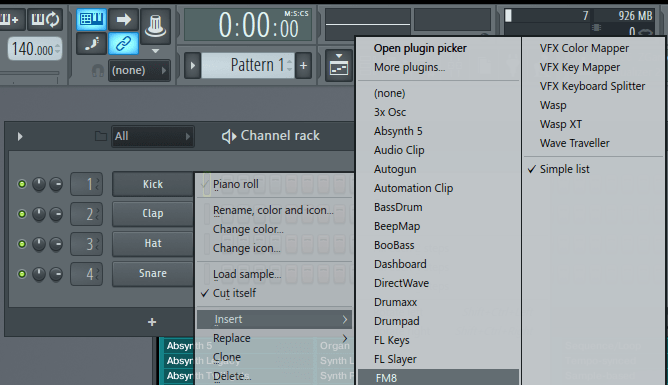 добавить VST плагин на паттерн в FL Studio