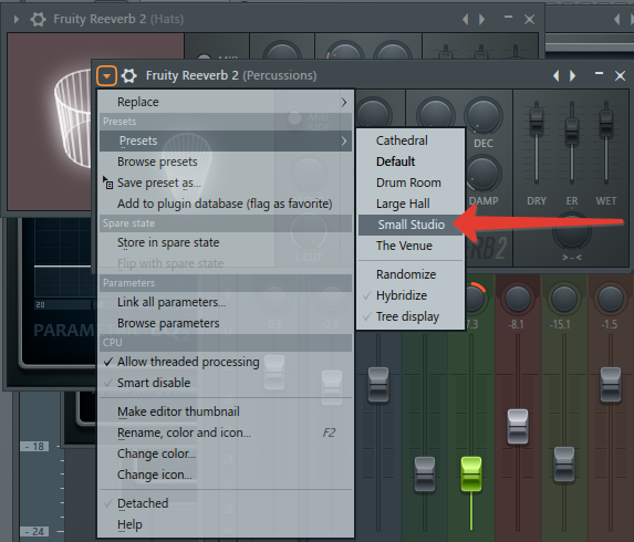 эффект реверба для перкуссии в FL Studio
