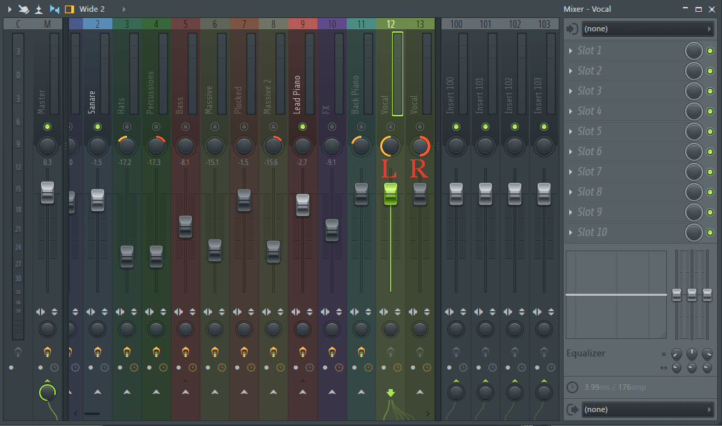 панорамирование вокала в FL Studio