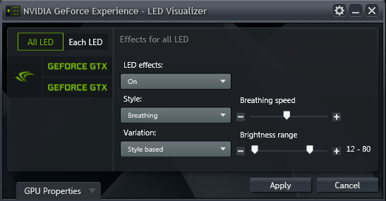 LED-визуалайзер в nVidia GeForce Experience