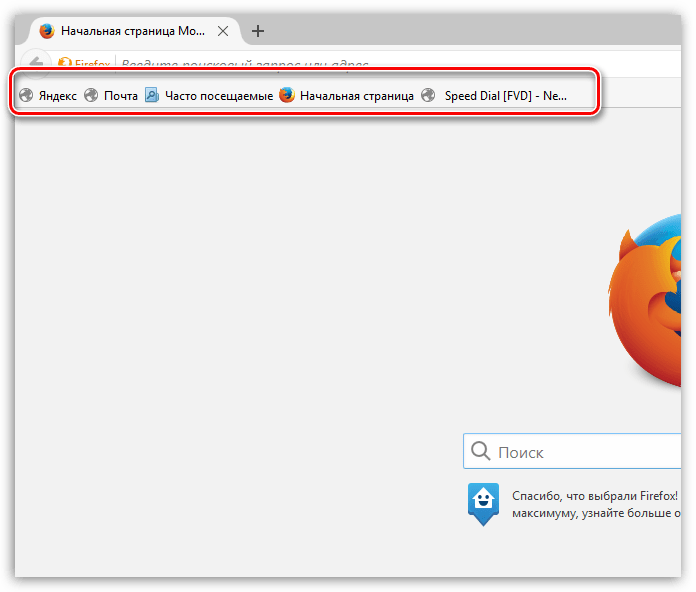 Panel zakladok Firefox 4