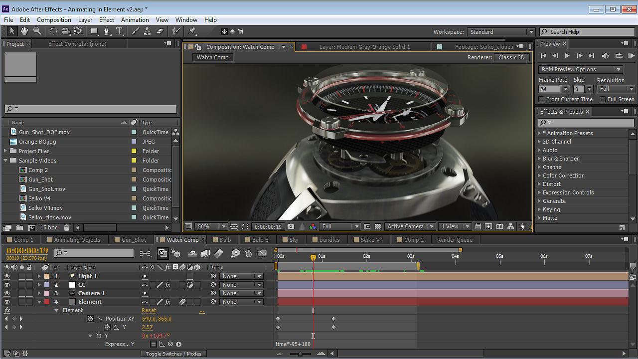 element 3d after effects