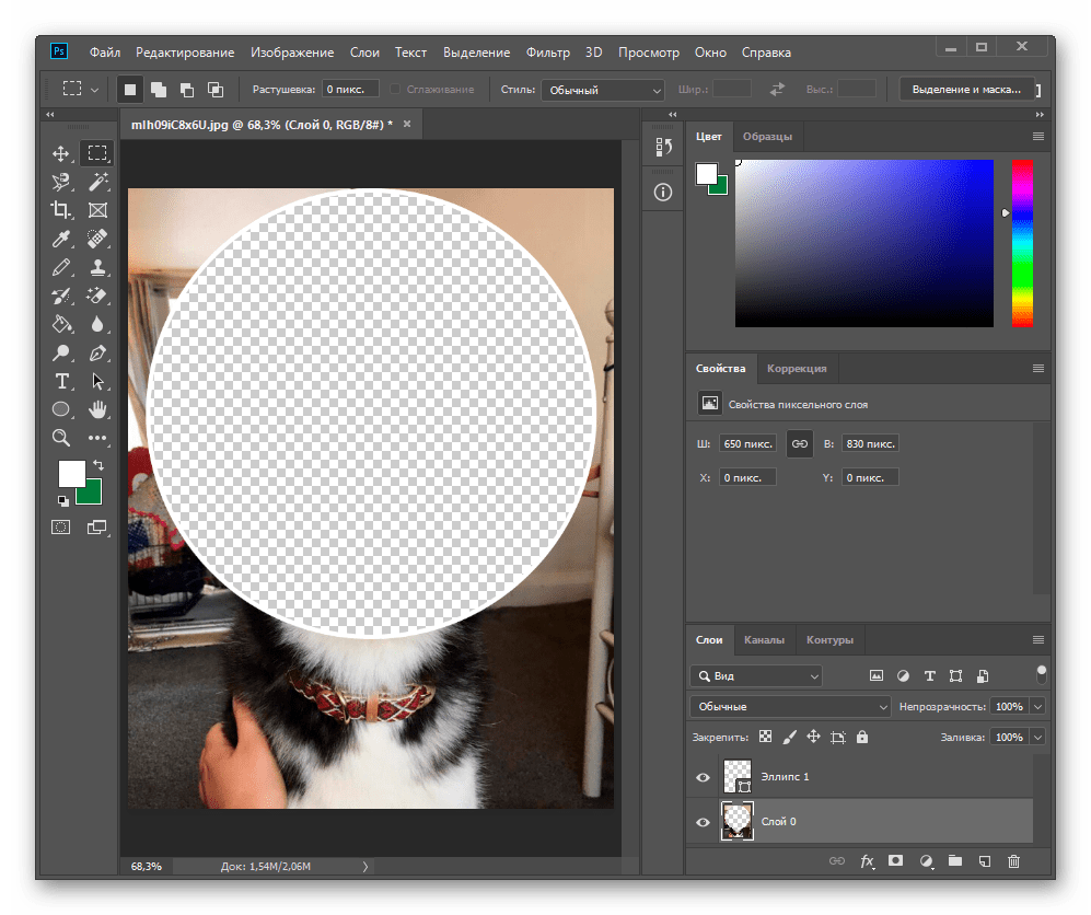 Как вырезать круг в Фотошопе