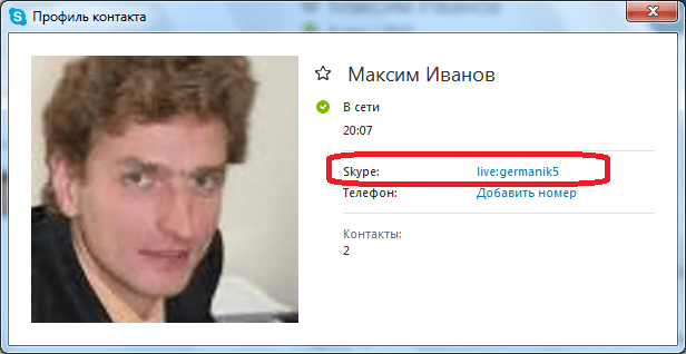 Lichnyie dannyie polzovatelya v Skype