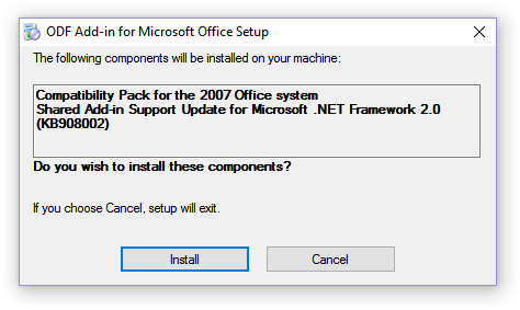 ODF Add-in for Microsoft Office Setup