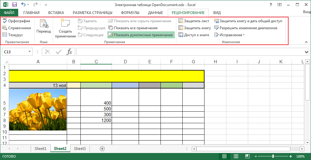 Рецензирование в программе Microsoft Excel