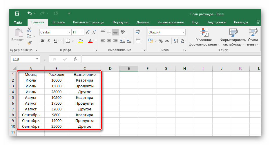 Как создать таблицу в Excel-01
