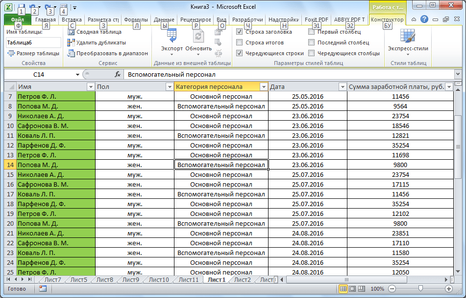 Умная таблица в Microsoft Excel