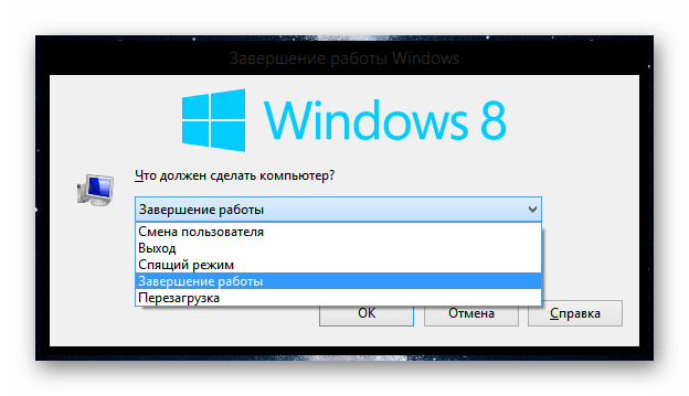 Windows 8 Завершение работы Windows
