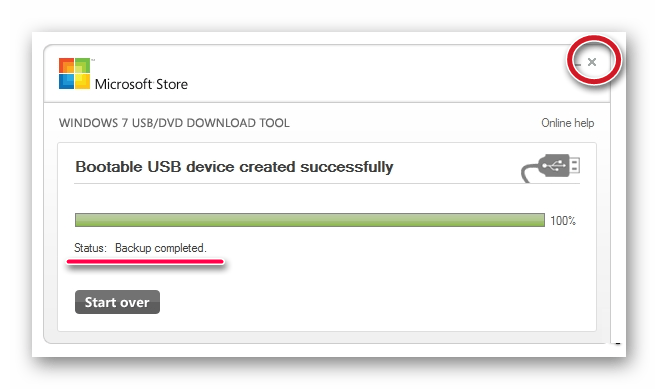 запись в Windows USBDVD Download Tool