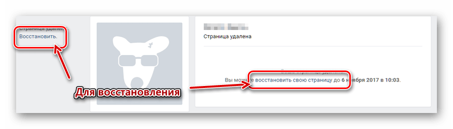Ссылки для восстановления удаленной страницы ВКонтакте через настройки по умолчанию