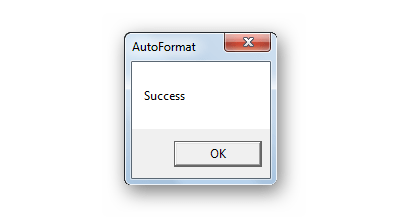 Завершение форматирования в AutoFormat Tool