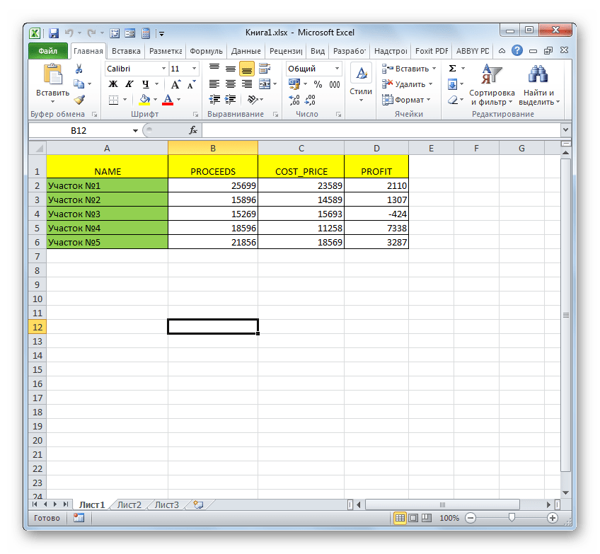 Файл с расширением XLSX открыт в Microsoft Excel