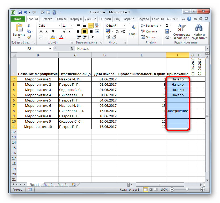 Примечание в таблице в Microsoft Excel