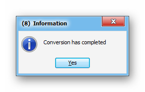 Процедура конвертации завершена в программе Abex HTML to Excel Converter
