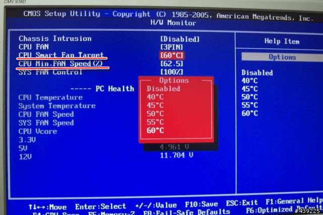 Настройка вентилятора в BIOS 