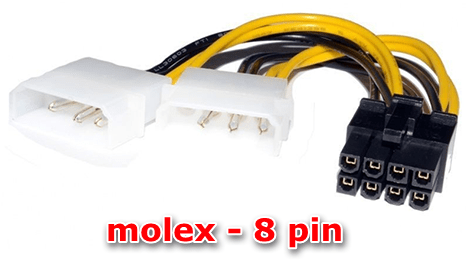 Переходник-адаптер molex-8pin для дополнительного питания видеокарты