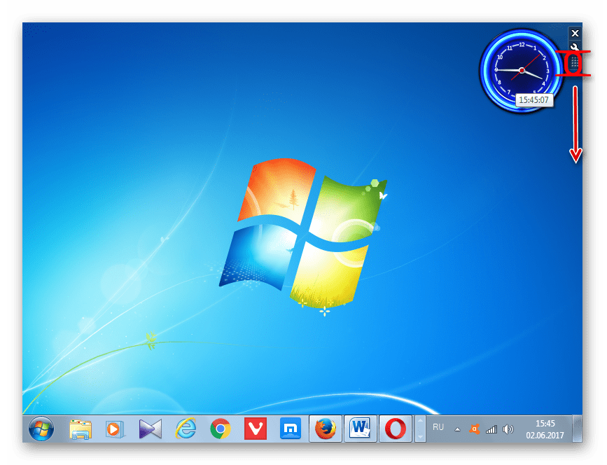 Перемещение часов на рабочем столе в Windows 7