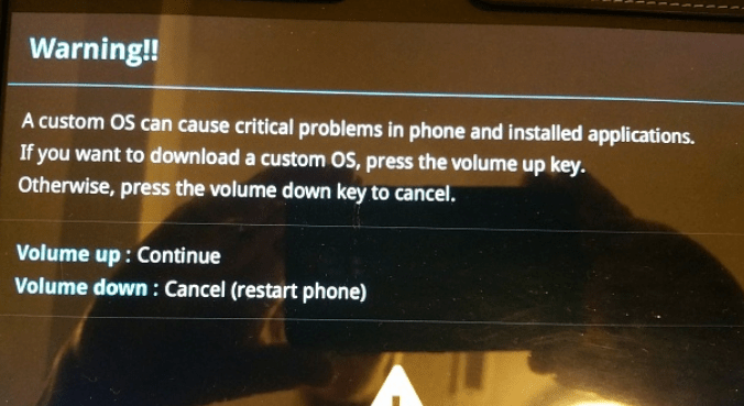 Samsung Galaxy Tab 3 GT-P5200 режим Odin предупреждение
