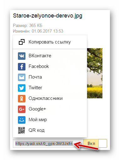 Ссылка на файл Яндекс Диска и способы её отправки